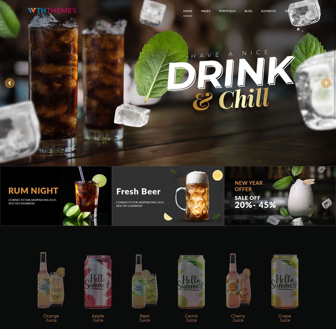 Responsive Drinks Bar WordPress Themes