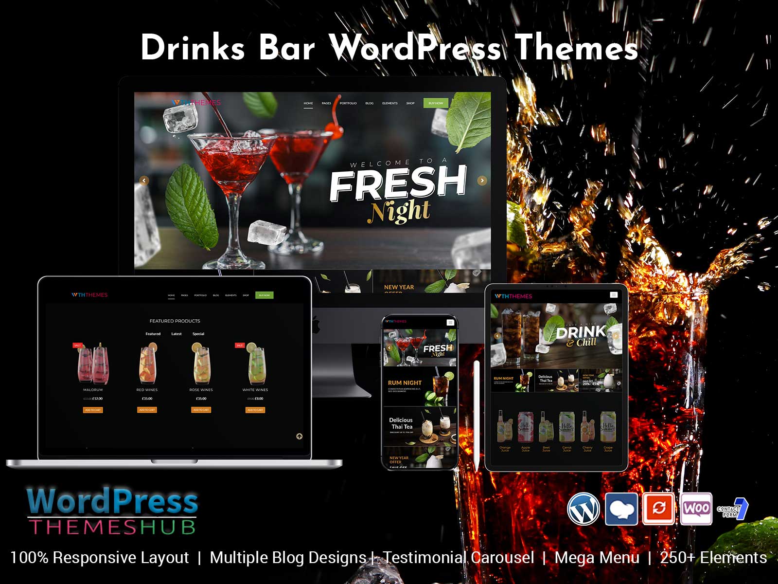 Drinks Bar WordPress Themes Cocktail Website