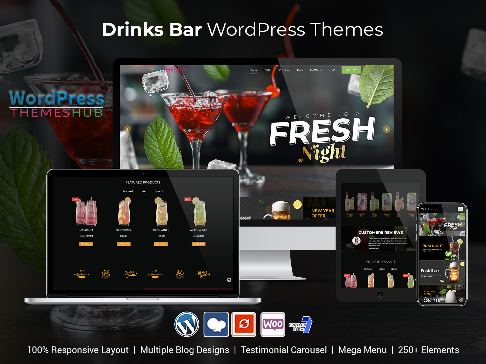 Responsive WordPress Themes For Drinks Bar Website
