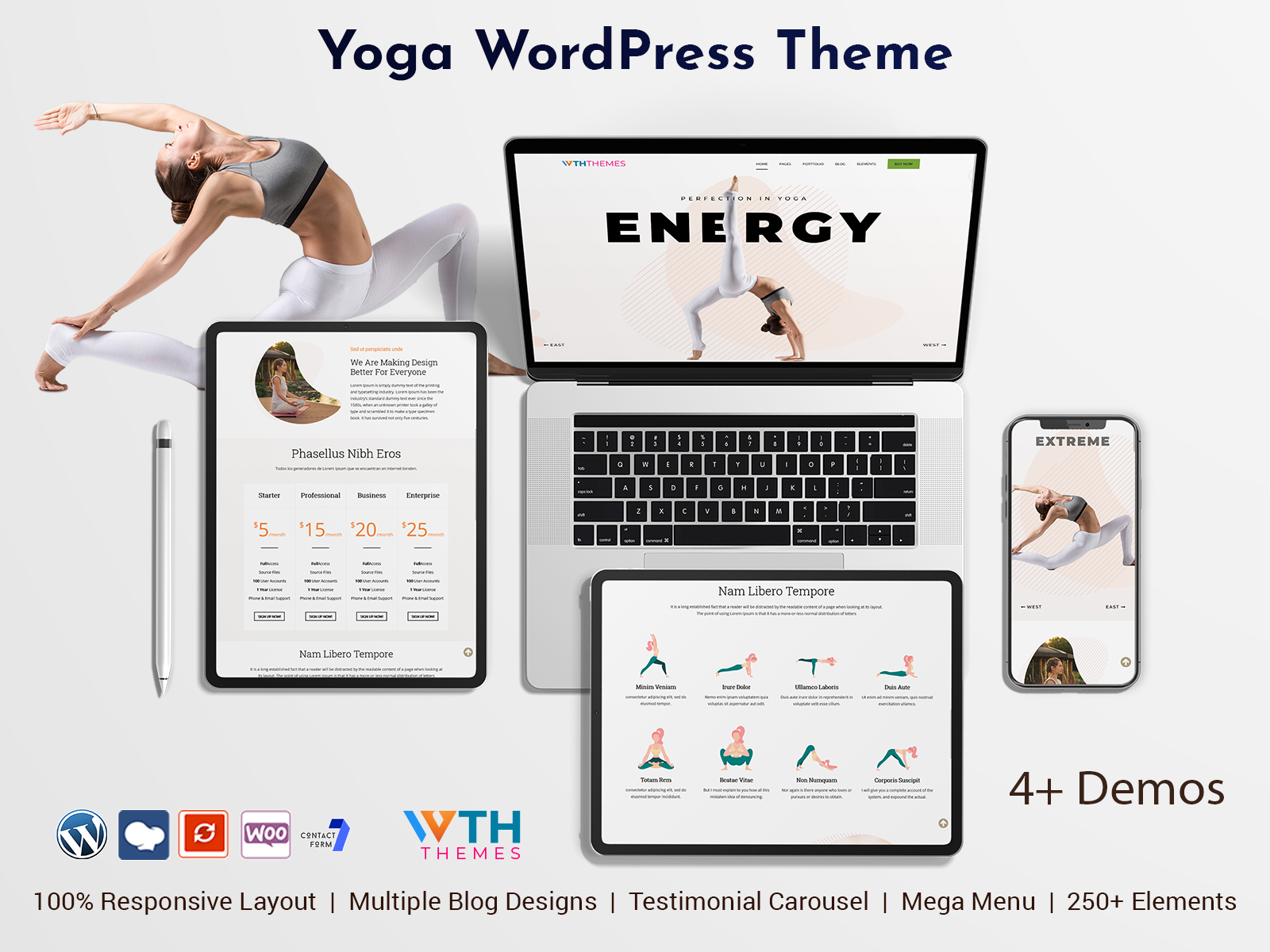 Responsive Yoga WordPress Theme Website Designs