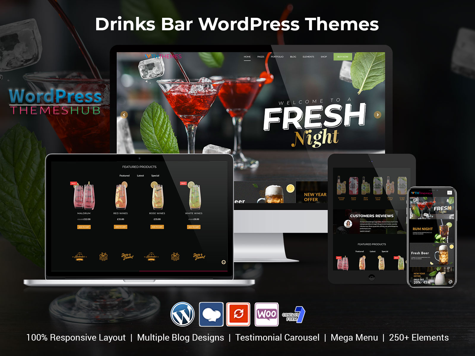 Responsive Drinks Bar WordPress Themes For A Bar Or Café