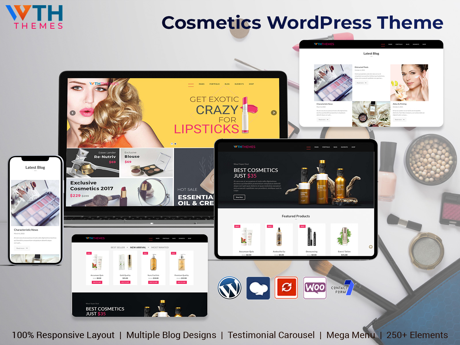 Responsive Cosmetics WordPress Themes Website For Online Store